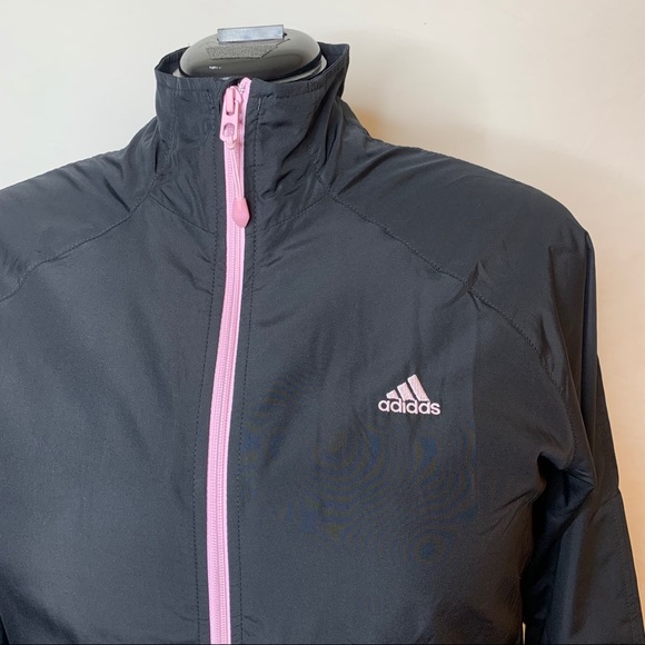 adidas | Jackets & Coats | Adidas Xl Track Windbreaker Jacket Zip Black Pink | Poshmark